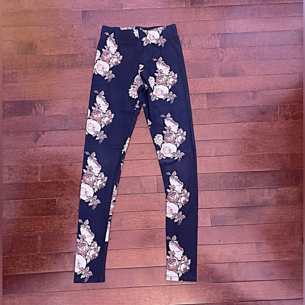 Stella Tweed Floral Leggings - Navy and Pink